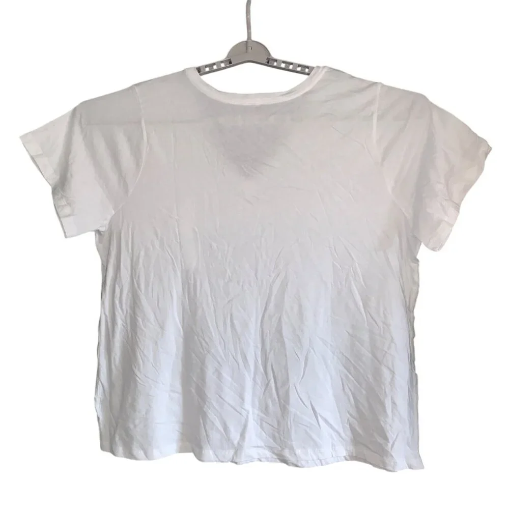 Ava & Viv Womens Plus Size White V-Neck Basic Tee Soft Cotton Casual Top - Picture 5 of 12